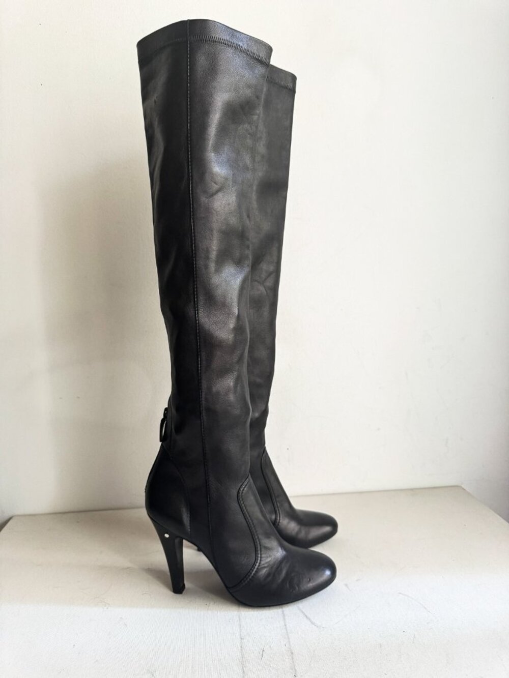 Laurence Dacade Paris Black leather Over the knee Boots 39.5 - Picture 2 of 9